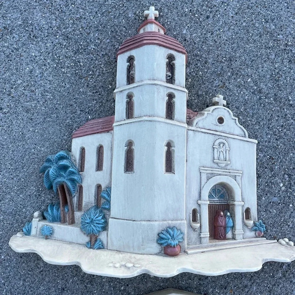 Vintage BURWOOD Wall Plaque Southwest Cowboy Adobe House Aztec Cactus Skull Lot - Picture 3 of 7